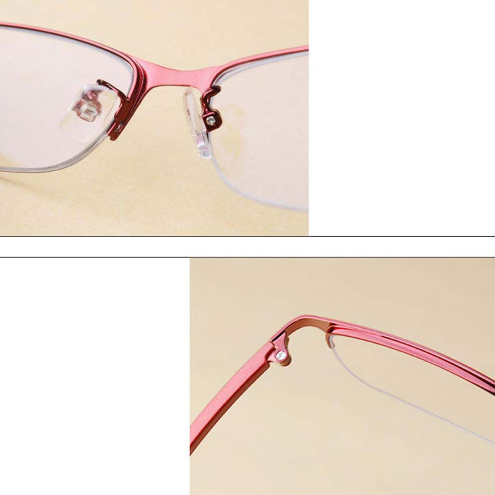 MANG Damen Halbrand Lesebrille Lesehilfe Ultraleichtem TR90 Rahmen Computerbrille Anti Blaulicht Augenoptik Brille (Rot, 2.0