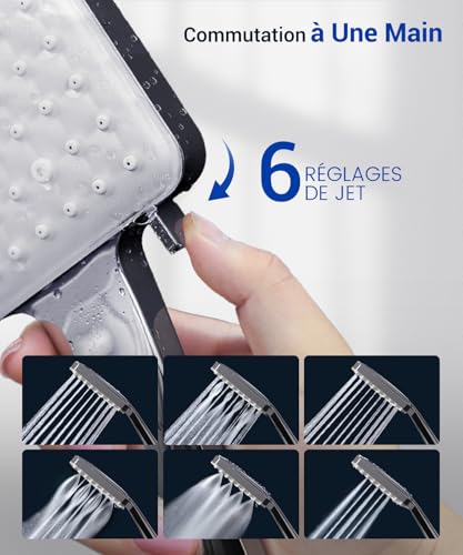 Pommeau de douche haute pression argenté Newentor avec 6 modes - 4