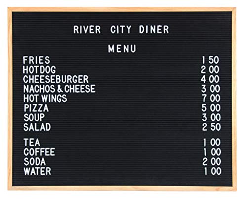 Extra Large Landscape Changeable Letter Board / Orientation Board - Black Felt With Solid Oak Frame, Wall Mount, Canvas Bag, Letter Clippers, Letter Box and 450 Characters 24 x 30 Black