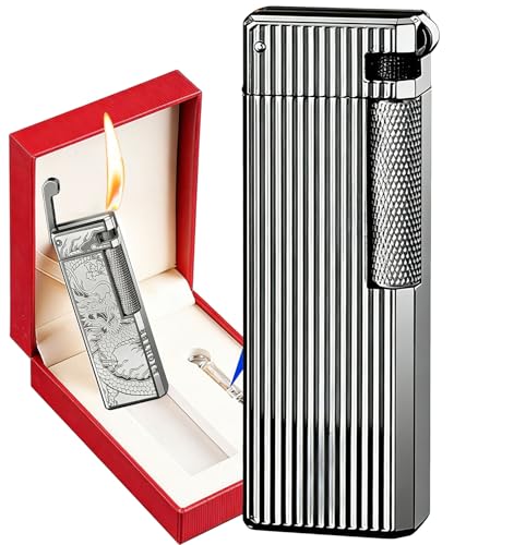 Encendedor clásico metálico rellenable con llama regulable miniatura 1