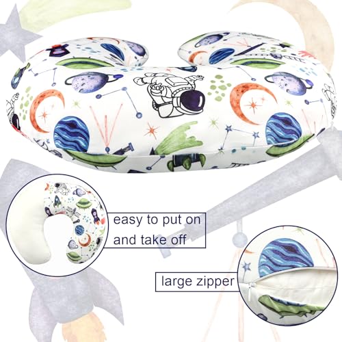 Image of TANOFAR Nursing Pillow Cover Boy, Stretchy Breast Feeding Pillow Covers, Soft & Skin-Friendly, Removable Nursing Support Pillow Slipcover, Space Shuttle