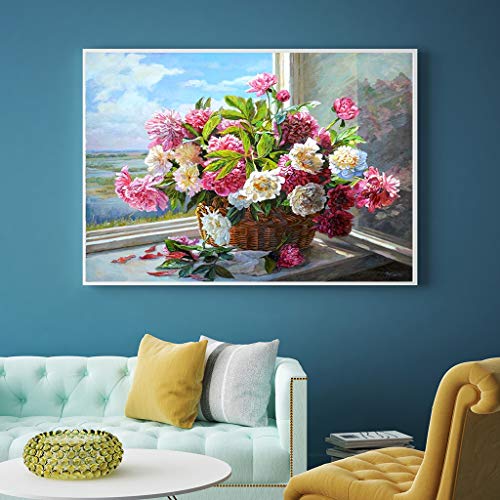 DCIDBEI Square Diamond Art 5D DIY Diamond Painting Kits for Adults Full Square Drill Diamond Embroidery Cross Stitch Pictures Flowers on The Windowsill Arts Craft for Gift 16X12 Inches/40X30CM - Image 4