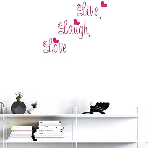 BIBITIME Calcomanías de pared con texto en inglés Live Laugh Love con citas de PVC, corazones para el día de San Valentín, calcomanías de vinilo