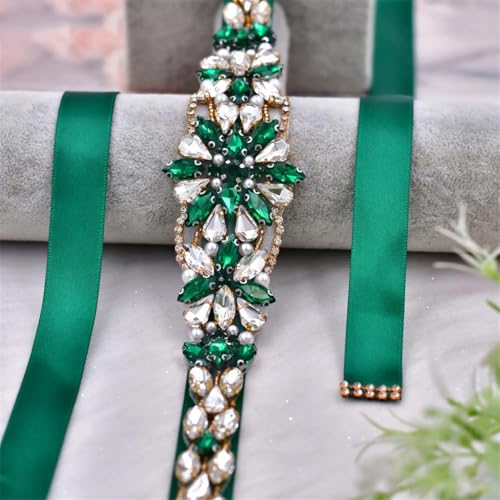 Handmade Applique Wedding Belt With Rhinestones For Women, White Organza Belt4