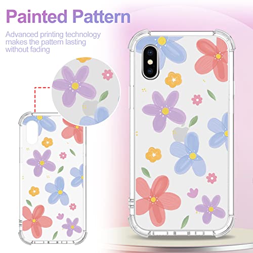 Image of Case for iPhone X /iPhone Xs, Clear Anti-Yellowing Anti-Scratch TPU Silicone Cover for Girls and Woman, Shockproof Drop Protection Case for iPhone X /iPhone Xs (5.8 inch), Red Flowers 2