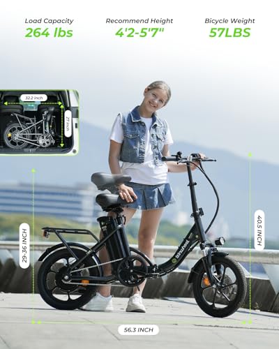 Isinwheel U4 Electric Bike For Adults, 750W Peak Motor With Max 55Miles Pas Range & 19Mph Ebike,16 Inch Folding Electric Bicycles With 374.10Wh Battery thumb #5