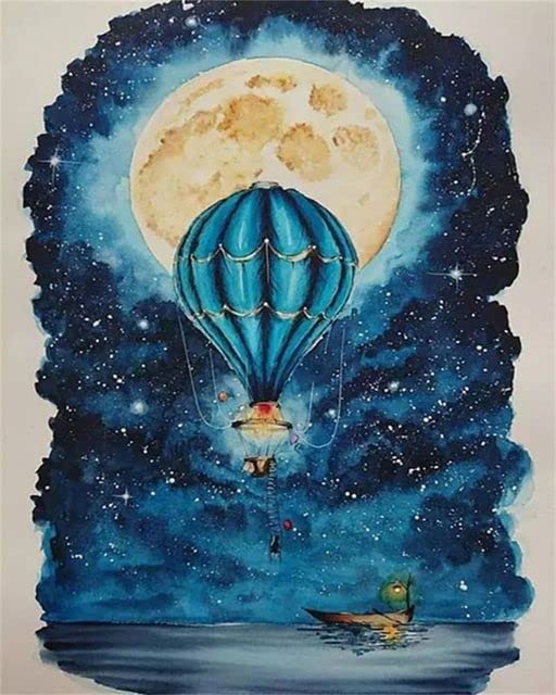 LIUJUNH Painting by Numbers Frame Canvas Painting Abstract Moon Scenery Number Painting Adults Crafts Home Decor VVG11 40x50cm