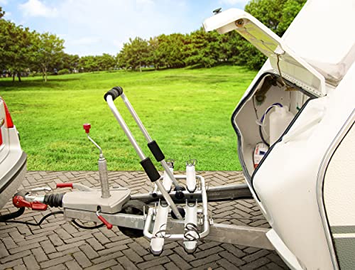 LAS 11807 Deichsel-Fahrradträger, abklappbar, für 2 Fahrräder, Deichselträger, für Wohnwagen, Ca. 145 x 73 x 34 cm, grau