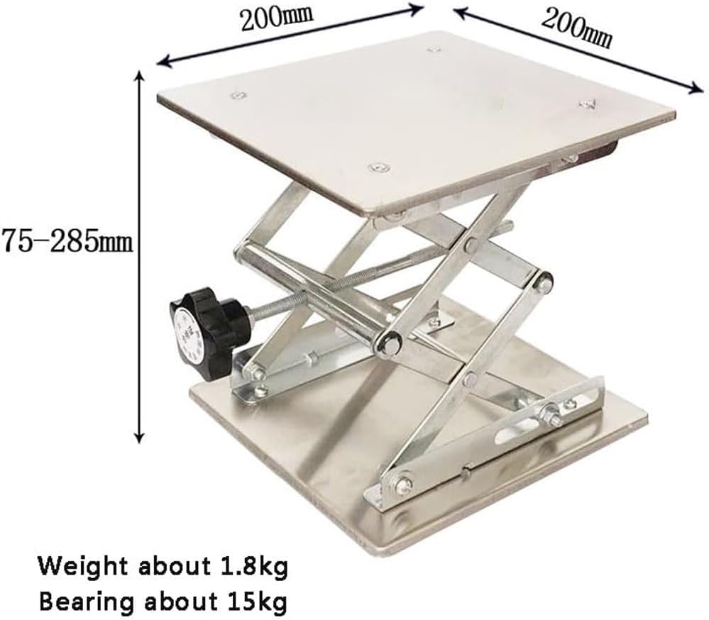 Mesa de elevación de laboratorio de acero inoxidable, gato de laboratorio portátil ajustable con control de altura para cargas de 5 a 25 kg, plataforma de 300 x 300 mm para un fácil movimiento y