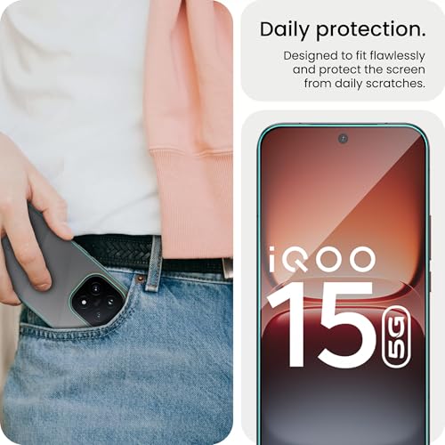 Image of ArmourPro Tempered Glass for iQOO 15 with Back Clear Membrane Guard, Edge to Edge Screen Protector, Anti-Bubble, Anti-Fingerprint, Oil Resistant, Installation Kit | Black