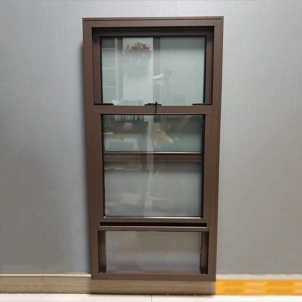 PFCDZDU Open Louver Shutters, Sound Insulation Mobile Window Aluminum Alloy Frame, Replacement Sliding Lower Leaning Sash Screen for Kitchen Bathroom Balcony (Color : Brown, Size : 31.5x39.4(WxH))