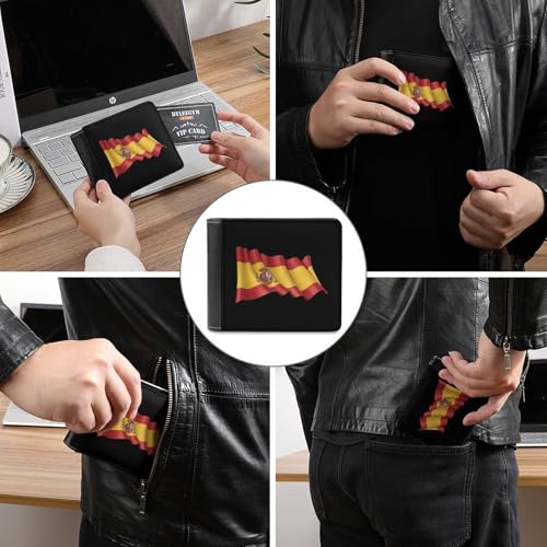 Spain Flag Fashion Bifold Wallets for Men Women Slim & Thin Credit Card Holder Wallet Purse3