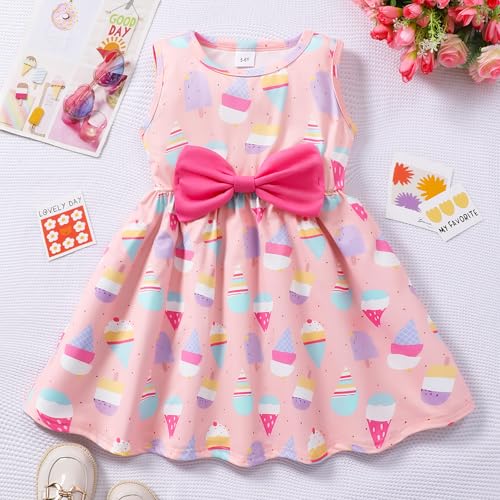 RETSUGO Little Girl A-Line Dresses Bowknot Dress for Baby Girls Casual Toddler Girl Dresses for Party Girl Dress 1-8 Years3