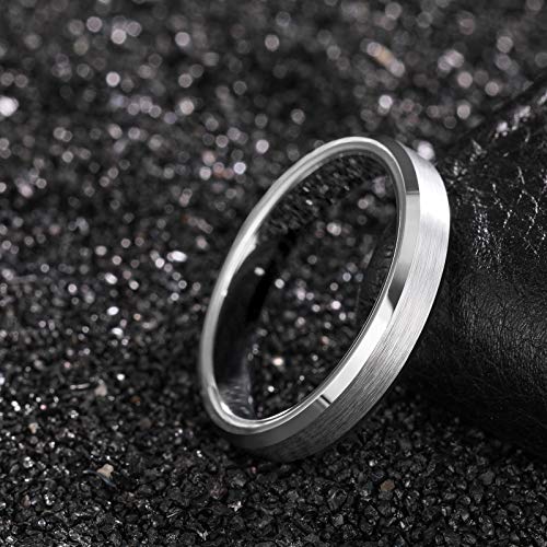 Image of Frank S.Burton Tungsten Ring for Men Women 3mm 4mm 6mm 8mm Beveled Edge Matte Silver Band Comfort Fit Size 4-15