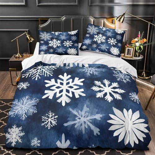 Parure de lit flocon de neige housse de couette microfibre respirante 1 place - 2
