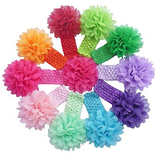 10 pcs Bébé Filles Coloré Fleur Cheveux Dentelle Bandeaux Doux Élastique Dentelle Bande de Cheveux pour Bébé Infantile Bébés Enfants Cheveux Accessoires