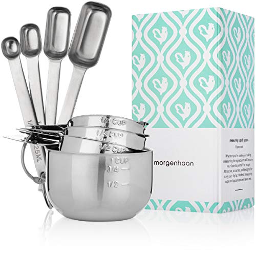 Morgenhaan Stainless Steel Measuring Cups and Spoons, Measuring Set of 8 Pieces: 4