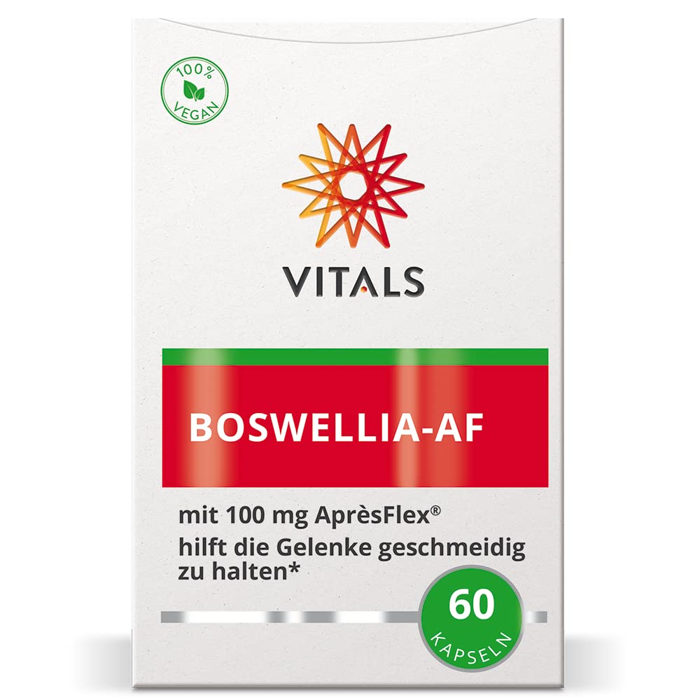 Vitals Boswellia AF - 60 Kapseln, vegan. Für bewegliche Gelenke. Mit 100mg Aprèsflex aus Boswellia serrata.