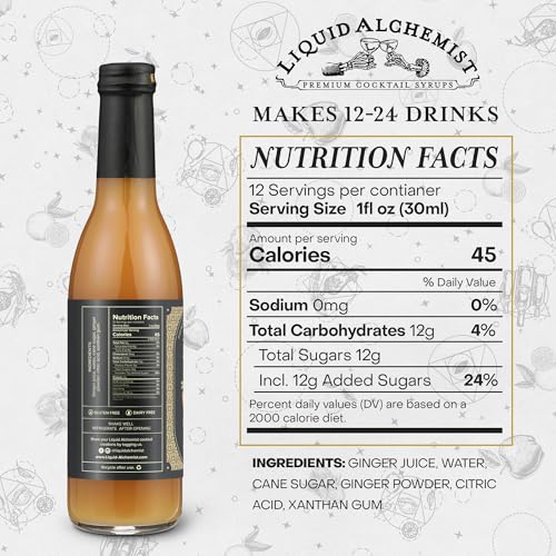Image of Liquid Alchemist Ginger Syrup for Cocktails - Real Ingredients Make our Liquid Ginger Puree for Cocktails the Perfect Moscow Mule Syrup - Our Non-GMO Vegan Drink Mixer Lasts Up to 2 Years (12.7 oz)