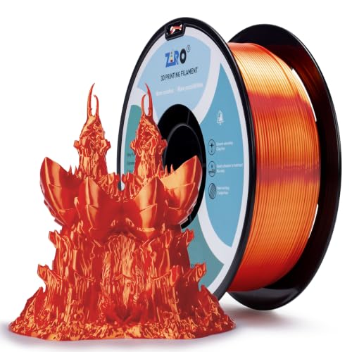 ZIRO PLA 3D Printer Filament, Shiny Glossy Surface, 1KG/2.2lb Spool, Orange