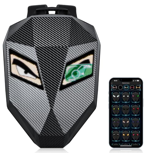 Untrxr 19inch LED Motorcyle Knight Backpack for Men,Hard Case Riding Backpack Motorbike Laptop Bag Waterproof, DIY Programmable Full Color Display & Eyes