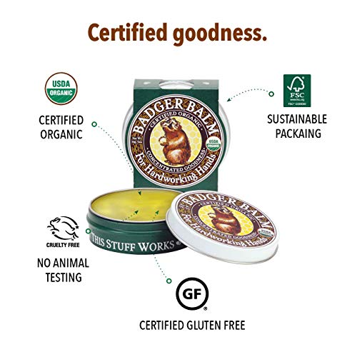 Badger - Hardworking Hands Healing Balm, Aloe Vera & Wintergreen, Working Hand Balm, Balm, For Dry Hands, Hand Moisturizer Balm, Certified Organic Hand Balm, Hand Repair Balm, 2 Oz (3 Pack) #TOP6