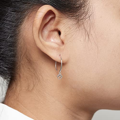 Boma Jewelry Sterling Silver Paw Print Pull Through Hoop Earrings2