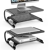 WALI Monitor Stand Riser, Computer Desktop Stand Riser Holder, Vented Metal 2 Tier Desk Shelf for...