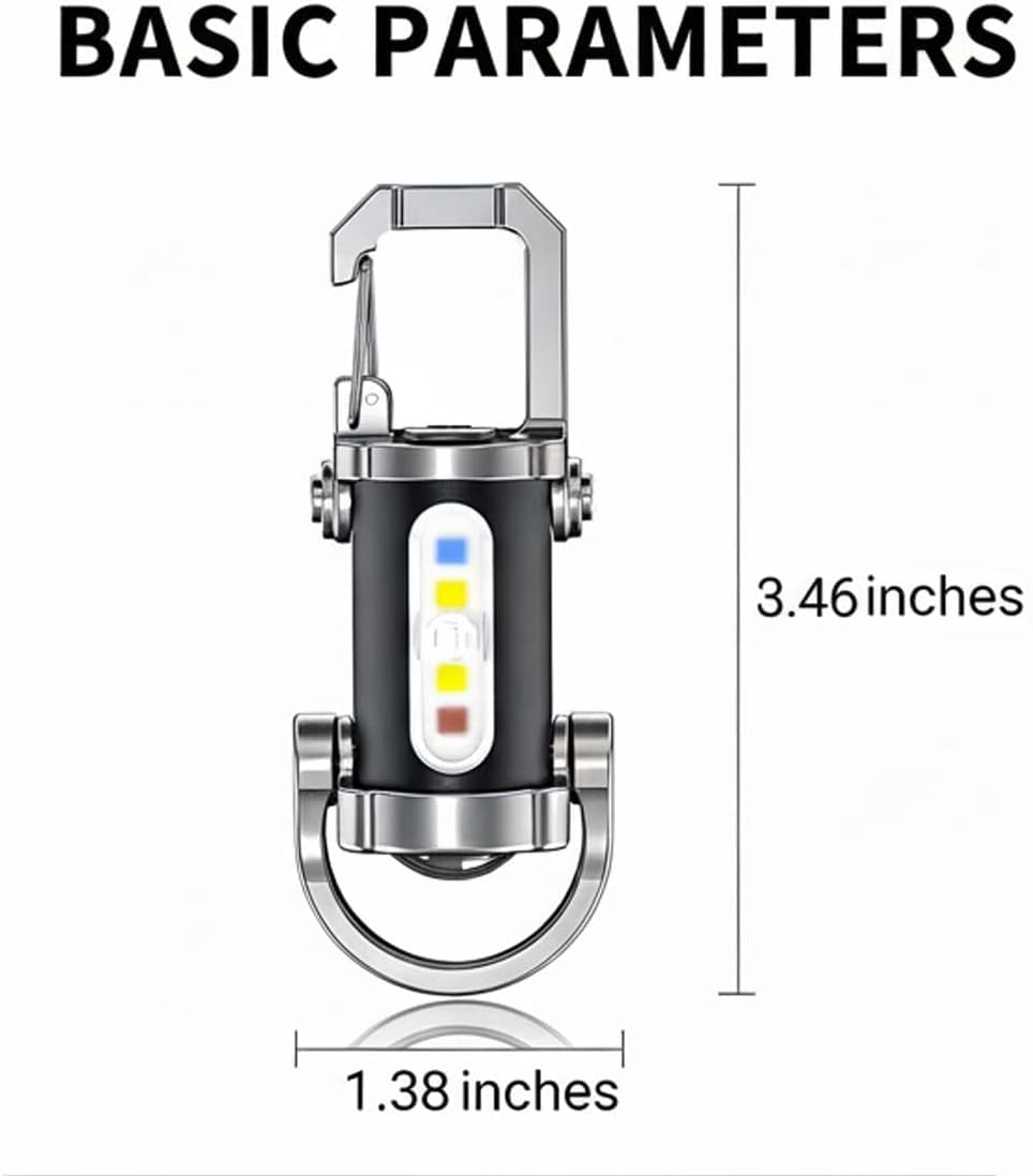 Yuonry Portachiavi portatile ricaricabile luminoso caricabatterie per telefono, mini torcia portachiavi, 7 modalità di illuminazione, 1200 lumen EDC impermeabile portachiavi torcia (4 pezzi)