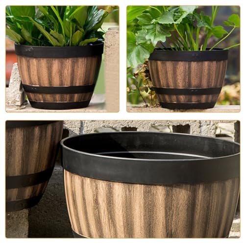Pots de fleurs en résine forme tonneau pour balcon et jardin moderne - 6