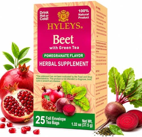 Hyleys Beet & Green Tea, Pomegranate Flavor, Vegan, 150 Tea Bags (6 Pack)