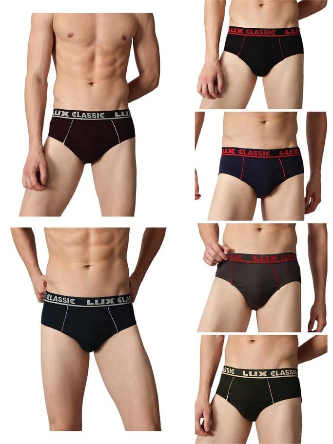 Image of Lux Classic Men's Brief - Value Pack | 100% Cotton V Shape Underwear | Comfortable Lux Brief Pack of 6 (Color May Vary)