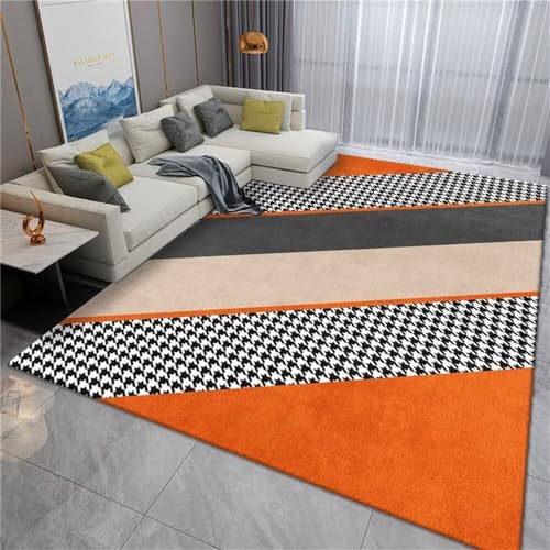 Tapis chambre enfant gris orange rectangulaire design géométrique