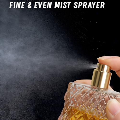 Luxsego Refillable Perfume Bottle 100ml/3.4oz Glass Spray Bottles, Empty Fine Mist Atomizer Clear Glass Essential Oil Container for Travel Gift, Diamond-Cut Design Sprayer for Cologne4