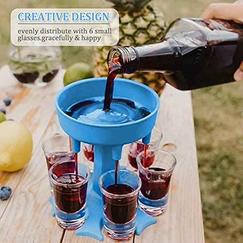 XYDZ 6 borrelglassdispensers en houders, drankdispenser met standaard, wijndispenser, wijndispenser, set, draagbare caddy wijndispenser, feestgeschenk, drinkspel (blauw) - Image 7