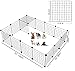 LANGXUN Rabbit Run,Puppy Pen with Door,Encrypted Wire Mesh Cages16 Panels Indoor/Outdoor DIY Metal Pet Fence for Puppy,Rabbit,Kitten,Hamster,Guinea Pig,Turtle,Hedgehog.Black