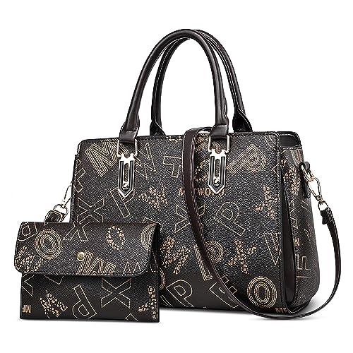 Borsa Donna Elegante a Mano Borsetta Tracolla Pelle PU Signora Borse a Spalla con Porta Carte 2 Pezzi Set per Festa Shopping Viaggio Caffè A