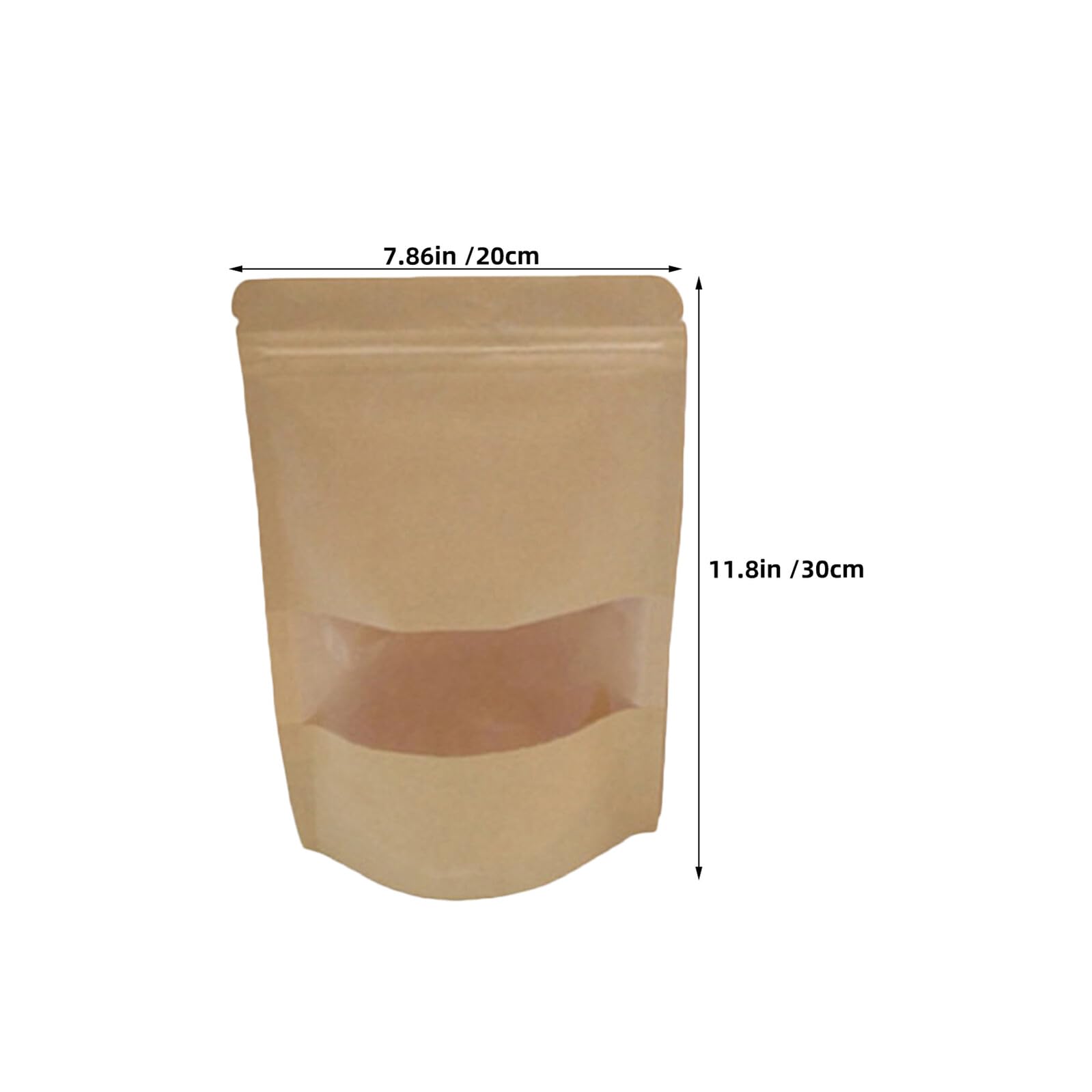POPETPOP 50pièces Lot De Sachets Papier Kraft Avec Fenêtre Transparente Sachets Alimentaires Refermables à Fond Plat Pour Biscuits Friandises Et Petits Aliments