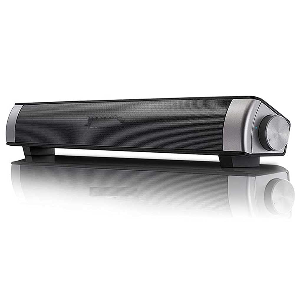 UOODSoundbar Speaker, Dual Subwoofer PC Soundbar, Portable & USB Powered Mini TV Soundbar Wired/Wireless Bluetooth Sound Bars, 3D Surround Sound, Built-in Microphone (Color : Black)
