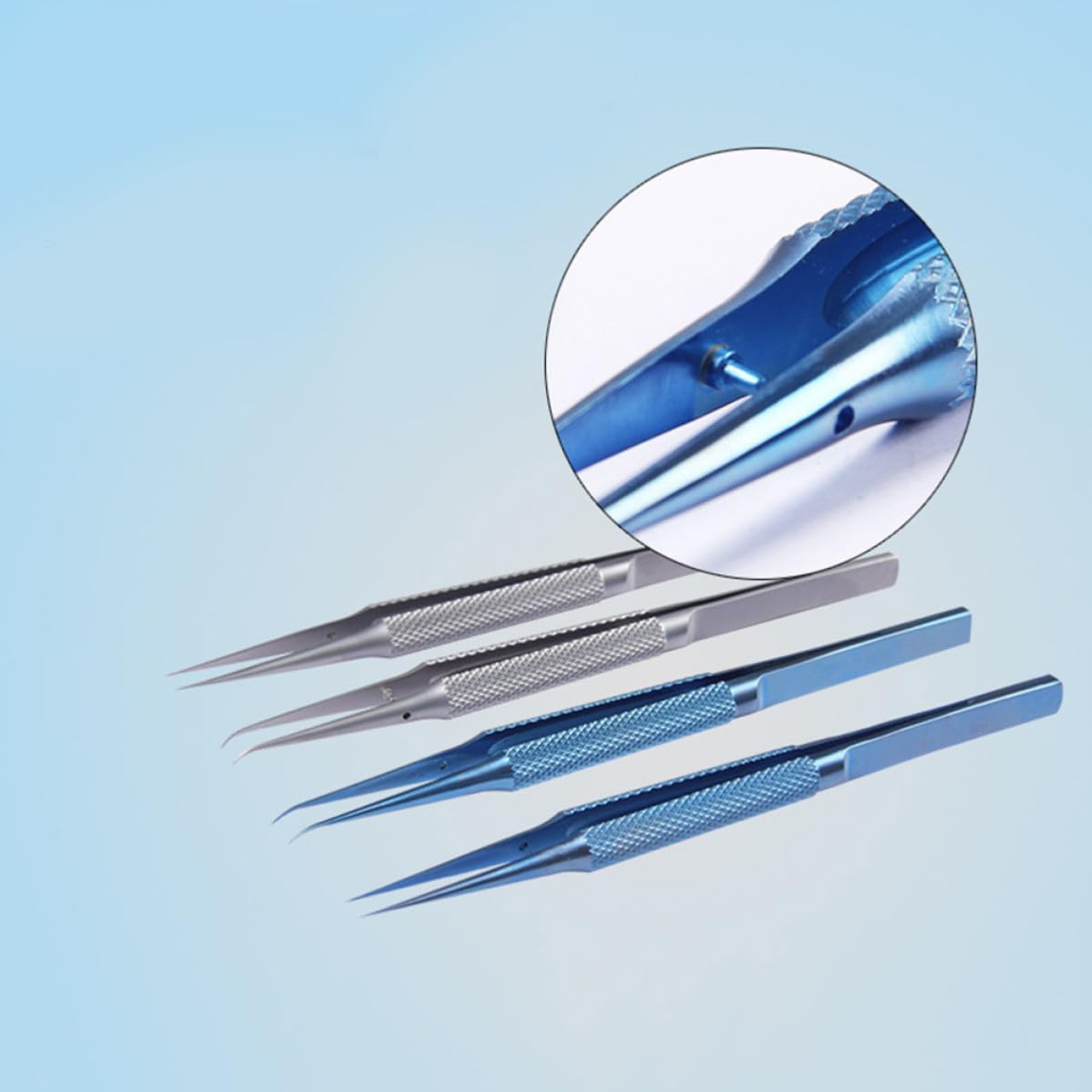 SOLUSTRE Titanlegierungs Präzisionspinzette 0,15mm Blau mit Antimagnetischer und Rostfreier Funktion für Schmuckherstellung und Laborarbeiten