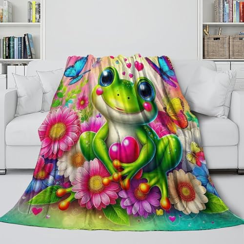 Couverture grenouille 3D anti-peluche plaid microfibre chaud lit