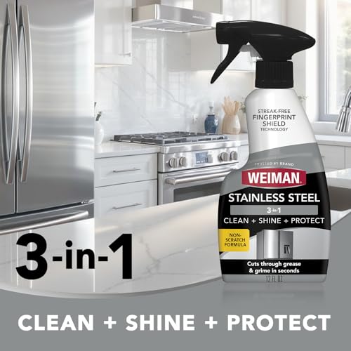 Weiman Stainless Steel Cleaner & Polish Kit, 3 Piece - Spray, Wipes & Cloth, Anti-Fingerprint, Removes Grease, Water Spots, Streaks & Residue, Polishing Cleaner Safe for Appliances, Sinks & Grills by Weiman - Image 2