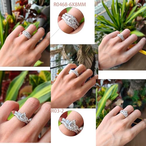 DovEggs Moissaniote Rings for Women 3ct Total Center 5mm-6x8mm-5mm GHI Pear & Round Cut 3 Stone Vintage/Antique Moissanite Engagement Ring 14k Gold QUALITY Silver with Accents Band Width 2.5mm4