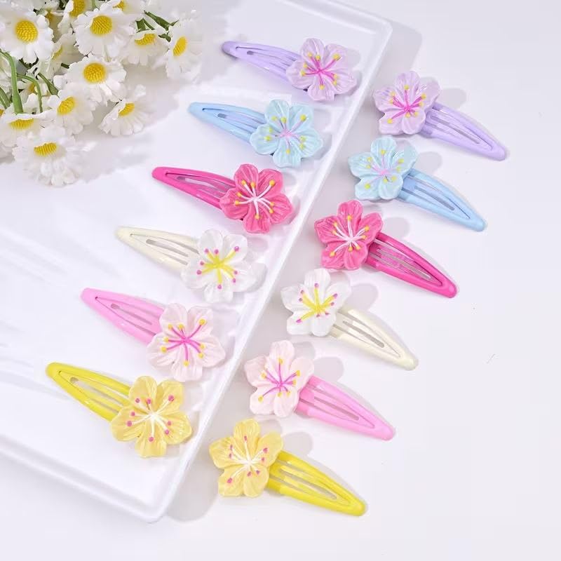 10 PCS Flower Shape Tic Tac Hair Clips for Girls Colorful Floral Snap Barrettes Tic Tac Clip (Multicolor)-image-14
