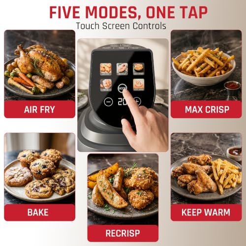 Image of Domestica Aerion Air Fryer | Pure Glass Visible Cooking | 4L + 1.5L Dual Bowl | 5 in 1 Airfry, Bake, Recrisp, Keep Warm | Dishwasher Safe | Soft Touch Button Controls | 1500W | 1 Yr Warranty