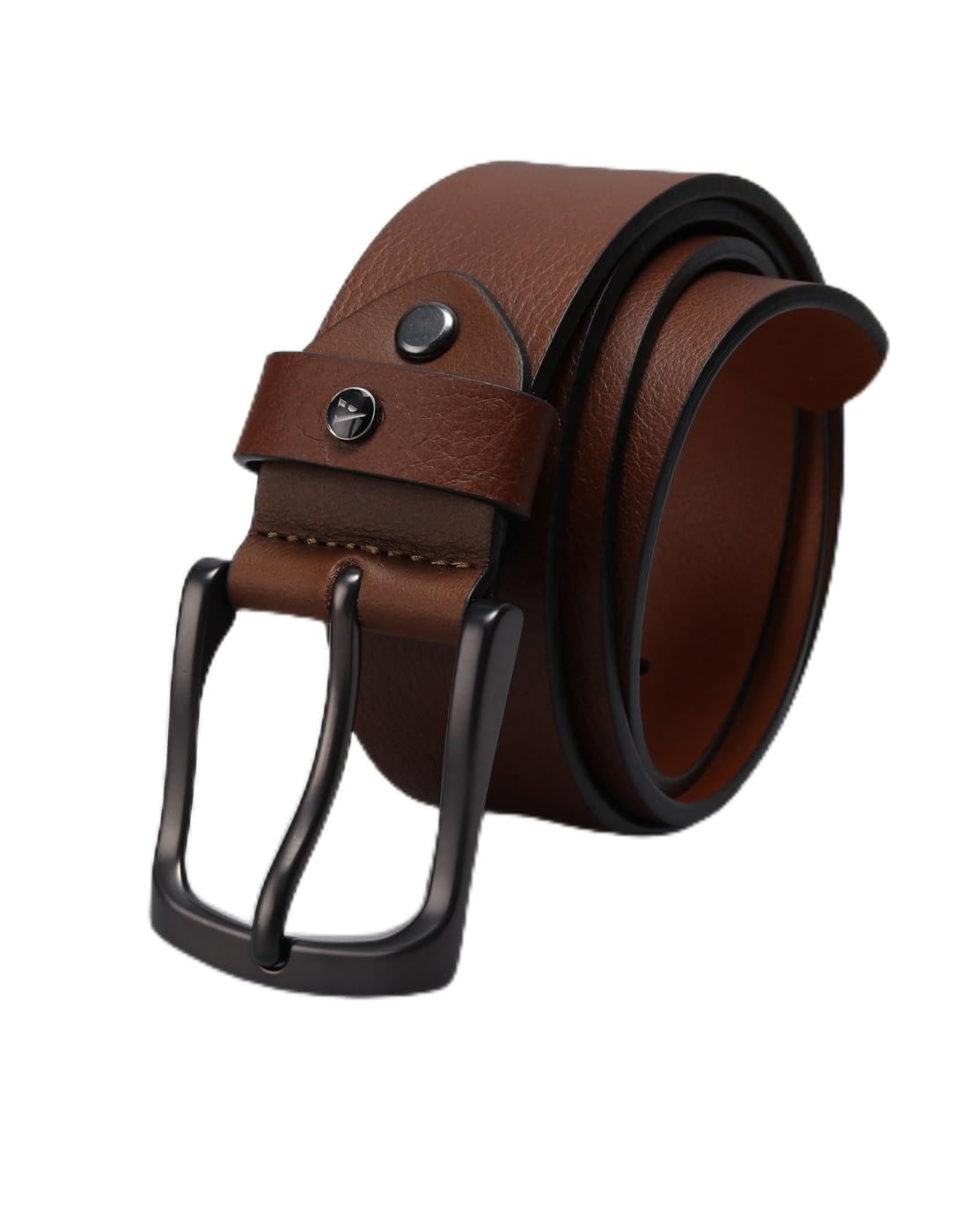 Men Brown Textured Formal Belt-image-43