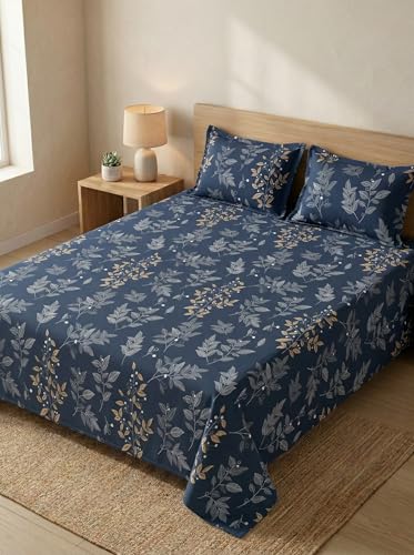 Image of Mafatlal Luxe Lilac 140 GSM Queen Size Microfiber Bedsheet with 2 Pillow Cover for Double Bed, 90x100 Inch - Black Robe, Premium, Lightweight & Durable