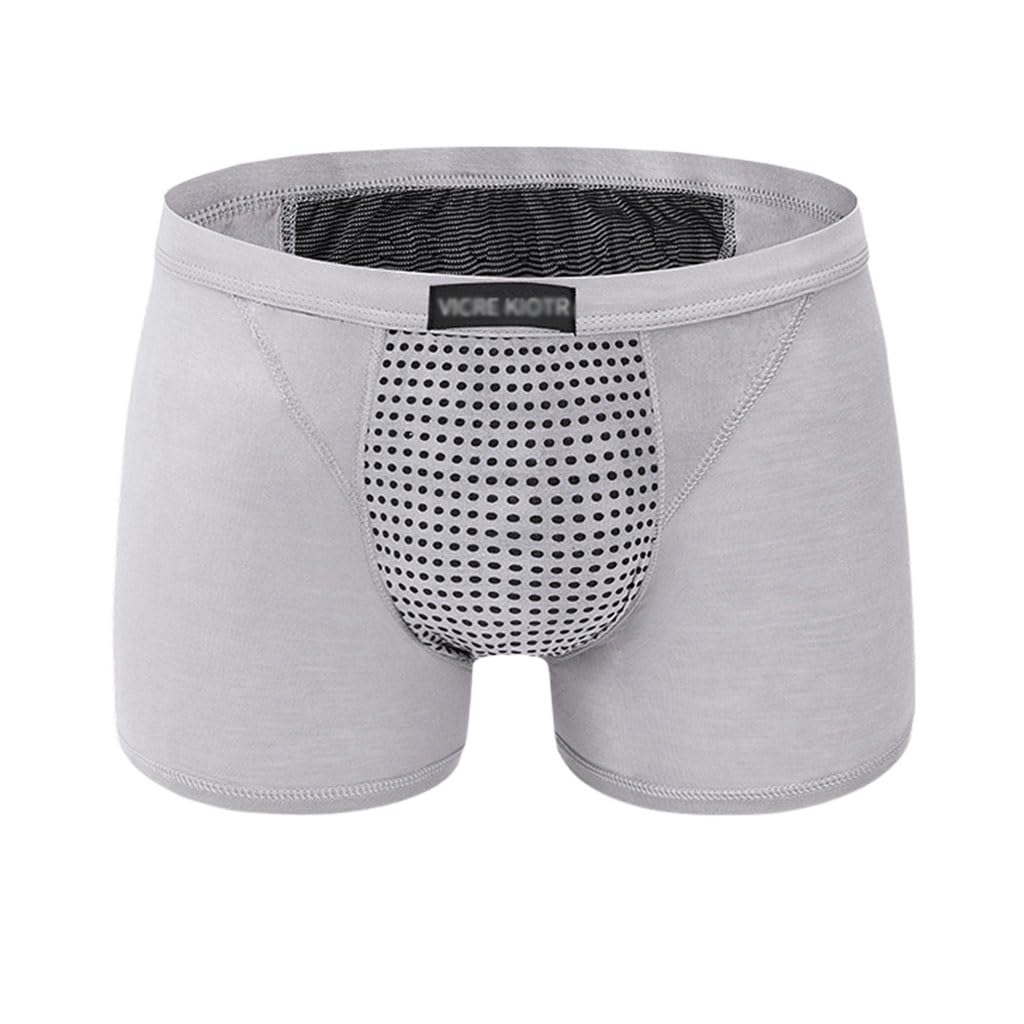 Meckoz Men's Gris 3 Pack Tourmaline Prostate Therapy Physiological Boxer Briefs Soft Panty Health Care Breathable Inner Pant(,Xxl)