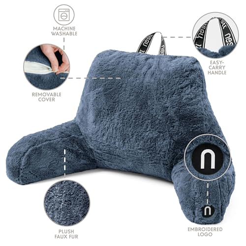 Nestl Travesseiro de leitura de pele, travesseiro elegante para cama sentado, travesseiro de cadeira