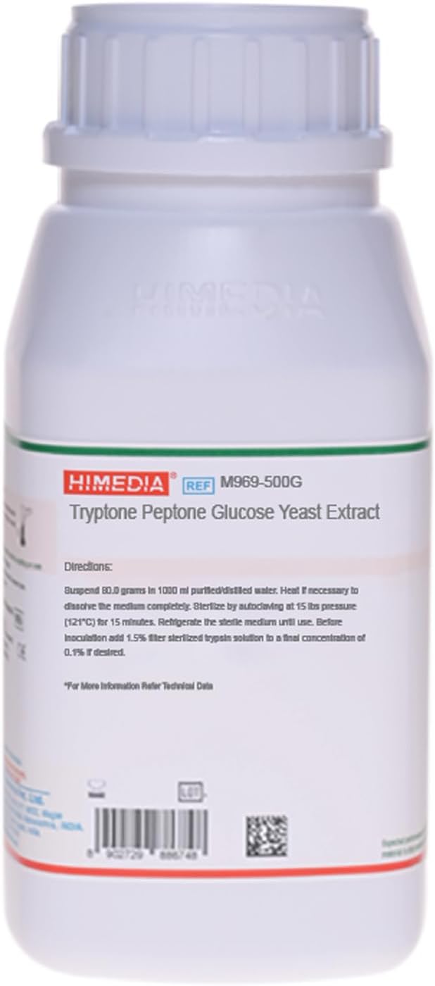 HiMedia M969-100G Tryptone Peptone Glucose Yeast Extract Broth Base Without Trypsin, 100 g